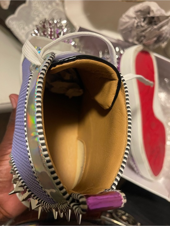 Christian Louboutin Other - Lavender Spike-Embellished Sneaker with Holographic Trim